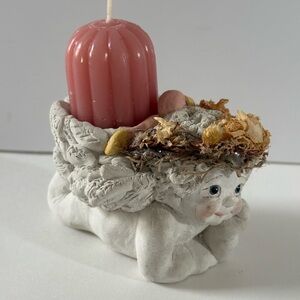 Dreamsicle Collectible Cherub Candle Holder with Candle